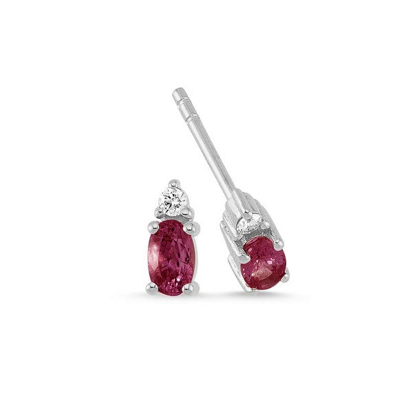 Petit øreringe i 14 kt hvidguld med rubiner og diamanter (0,05 ct) fra Nuran